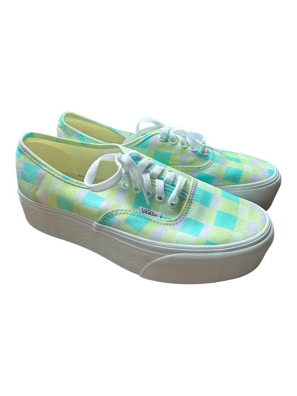 Vans Authentic Stackform Sneaker  "Pastel Picnic" Plaid Platform Sneakers Size 8